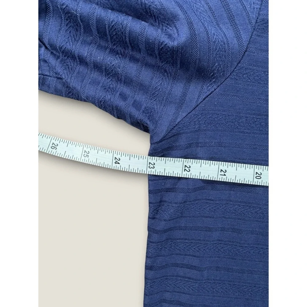 Polo Golf Ralph Lauren Blue Textured Cable Knit Pima Cotton Polo Shirt Men M